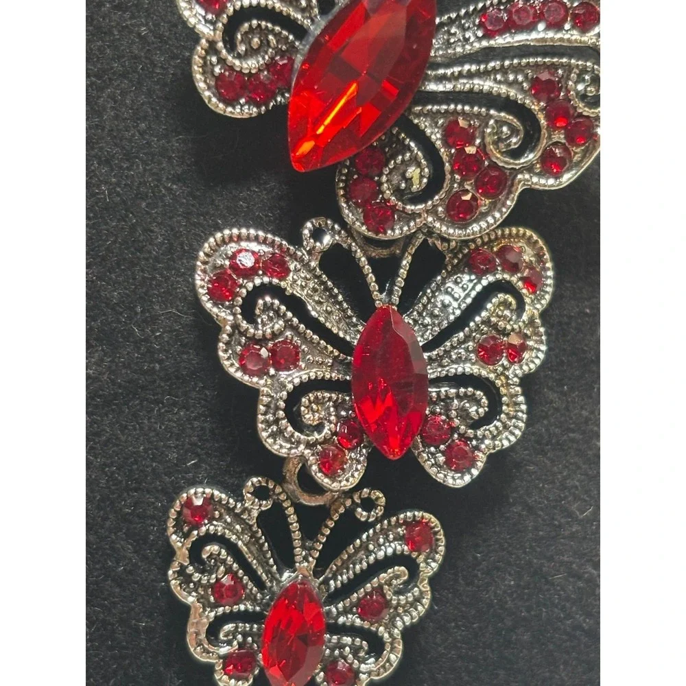 #57. Red Rhinestone Butterfly brooch a